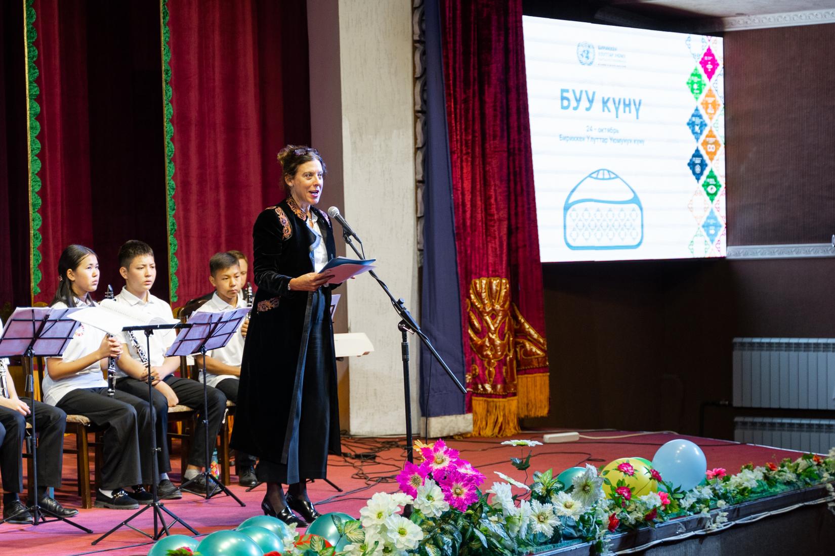 UNRC Antje Grawe delivers opening remarks at the UN Day in Talas